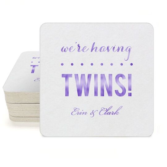 We're Having Twins Square Coasters